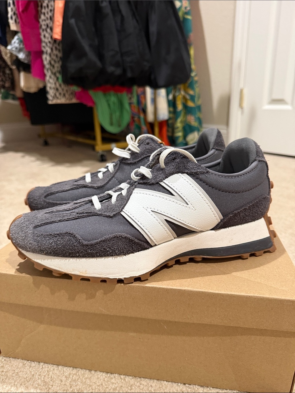 New Balance Charcoal Gray Runner Sneakers with White 'N' Accent